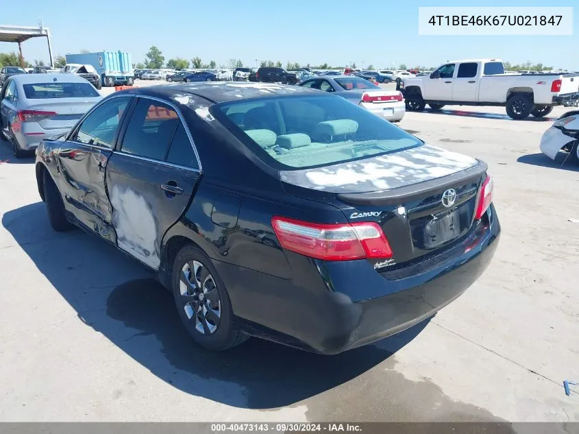 4T1BE46K67U021847 2007 Toyota Camry Le