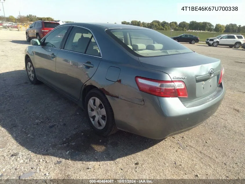 2007 Toyota Camry Le VIN: 4T1BE46K67U700338 Lot: 40484087