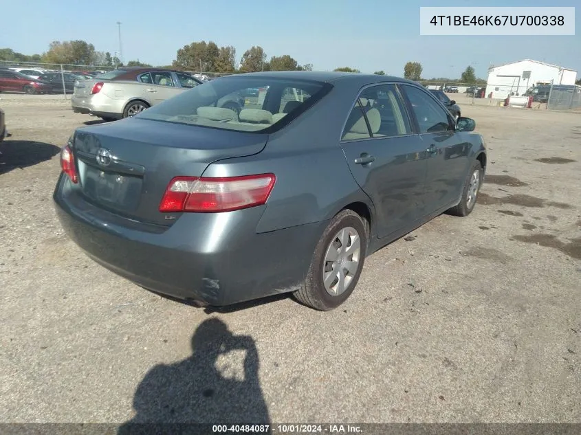 2007 Toyota Camry Le VIN: 4T1BE46K67U700338 Lot: 40484087