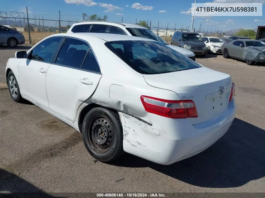 2007 Toyota Camry Le VIN: 4T1BE46KX7U598381 Lot: 40606140