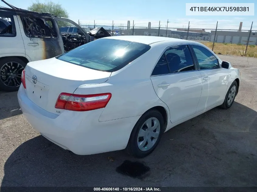 2007 Toyota Camry Le VIN: 4T1BE46KX7U598381 Lot: 40606140