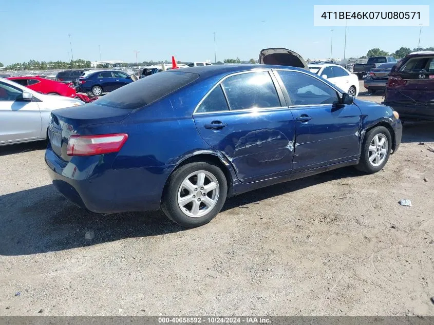 2007 Toyota Camry Le VIN: 4T1BE46K07U080571 Lot: 40658592