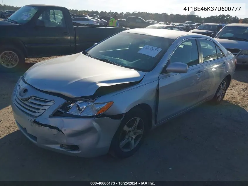 2007 Toyota Camry Le VIN: 4T1BE46K37U600777 Lot: 40665173