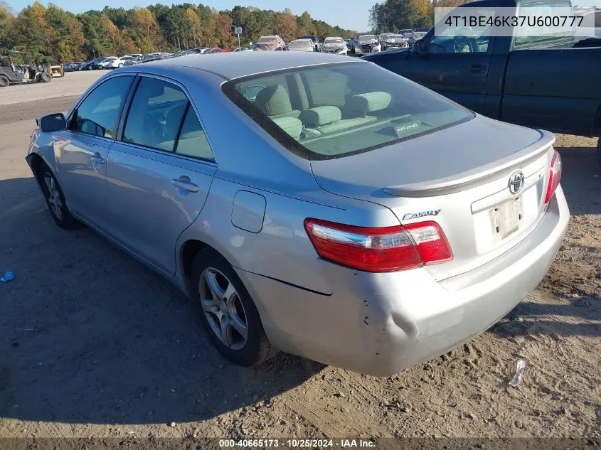 2007 Toyota Camry Le VIN: 4T1BE46K37U600777 Lot: 40665173