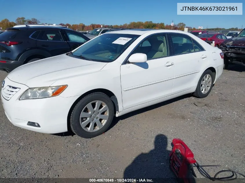 2007 Toyota Camry Xle V6 VIN: JTNBK46K673021961 Lot: 40670849