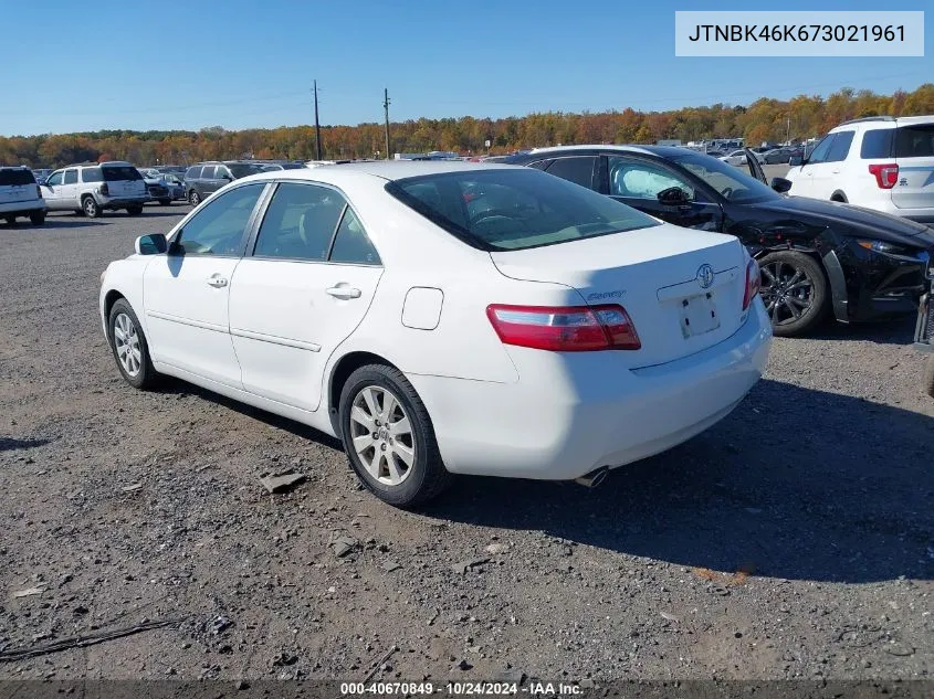 2007 Toyota Camry Xle V6 VIN: JTNBK46K673021961 Lot: 40670849