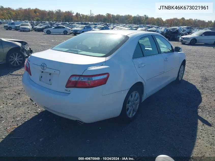 2007 Toyota Camry Xle V6 VIN: JTNBK46K673021961 Lot: 40670849