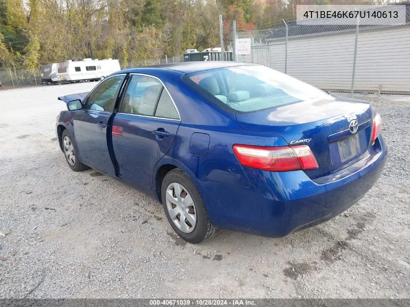 2007 Toyota Camry Le VIN: 4T1BE46K67U140613 Lot: 40671039