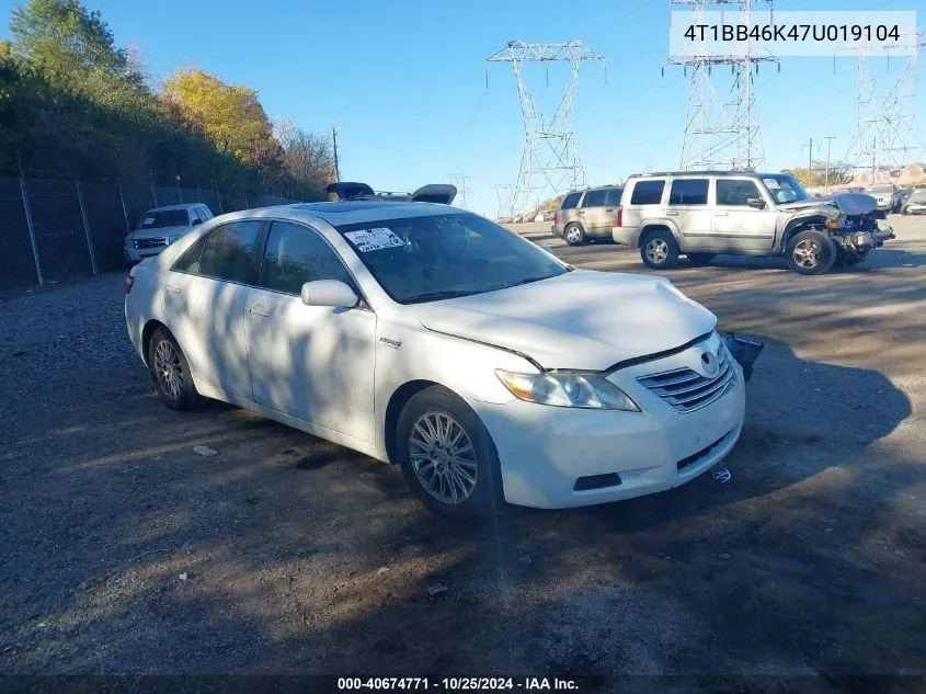 2007 Toyota Camry Hybrid VIN: 4T1BB46K47U019104 Lot: 40674771