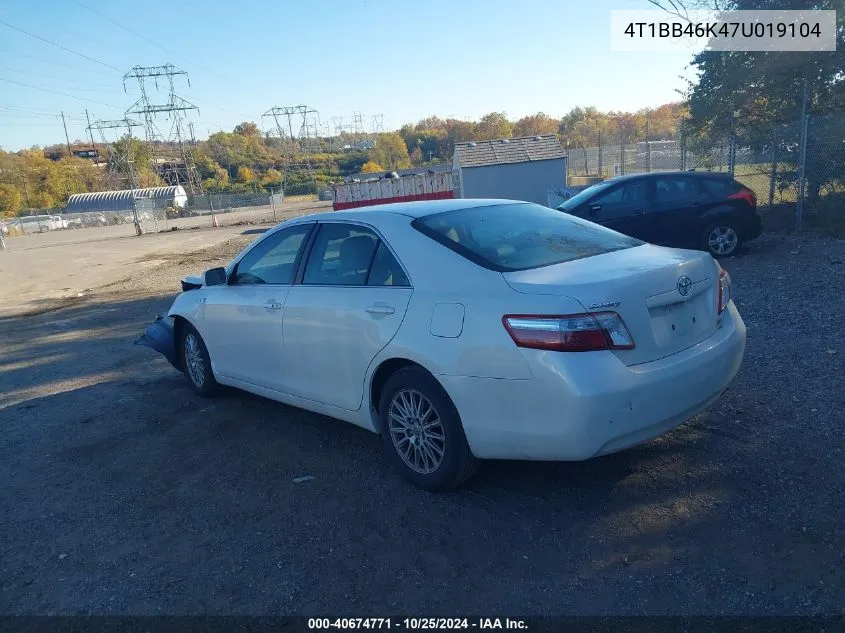 2007 Toyota Camry Hybrid VIN: 4T1BB46K47U019104 Lot: 40674771