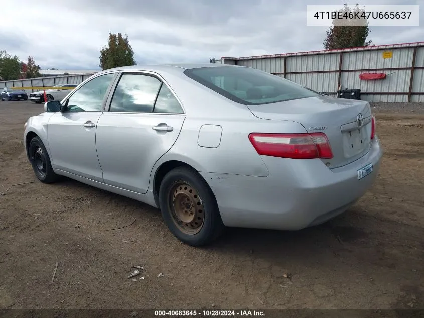 2007 Toyota Camry Ce VIN: 4T1BE46K47U665637 Lot: 40683645