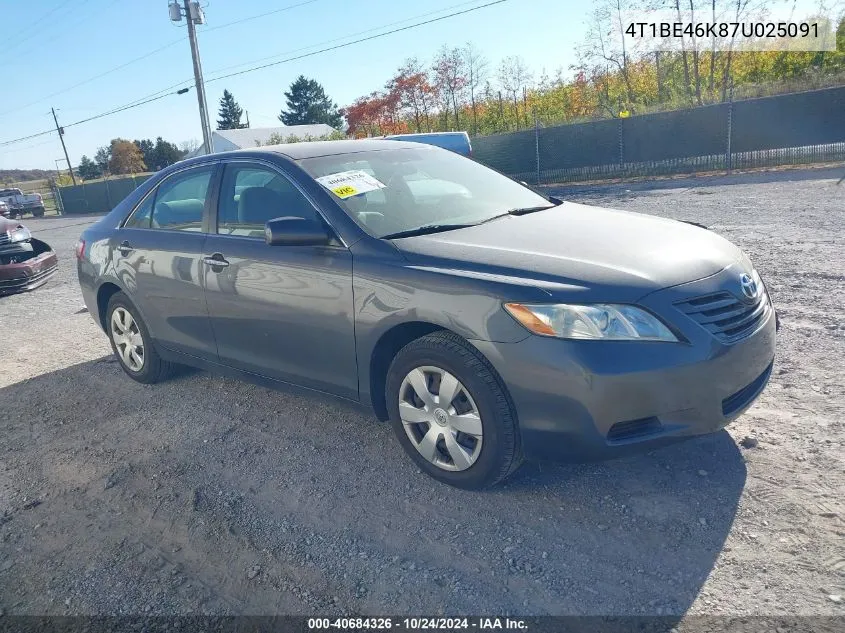 2007 Toyota Camry Ce/Le/Xle/Se VIN: 4T1BE46K87U025091 Lot: 40684326