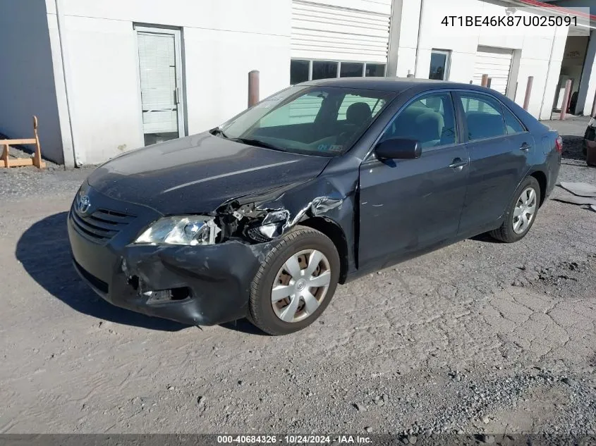 2007 Toyota Camry Ce/Le/Xle/Se VIN: 4T1BE46K87U025091 Lot: 40684326