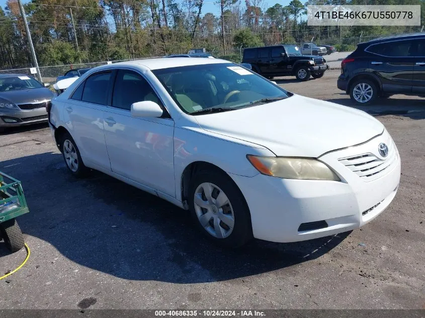 2007 Toyota Camry Ce/Le/Xle/Se VIN: 4T1BE46K67U550778 Lot: 40686335