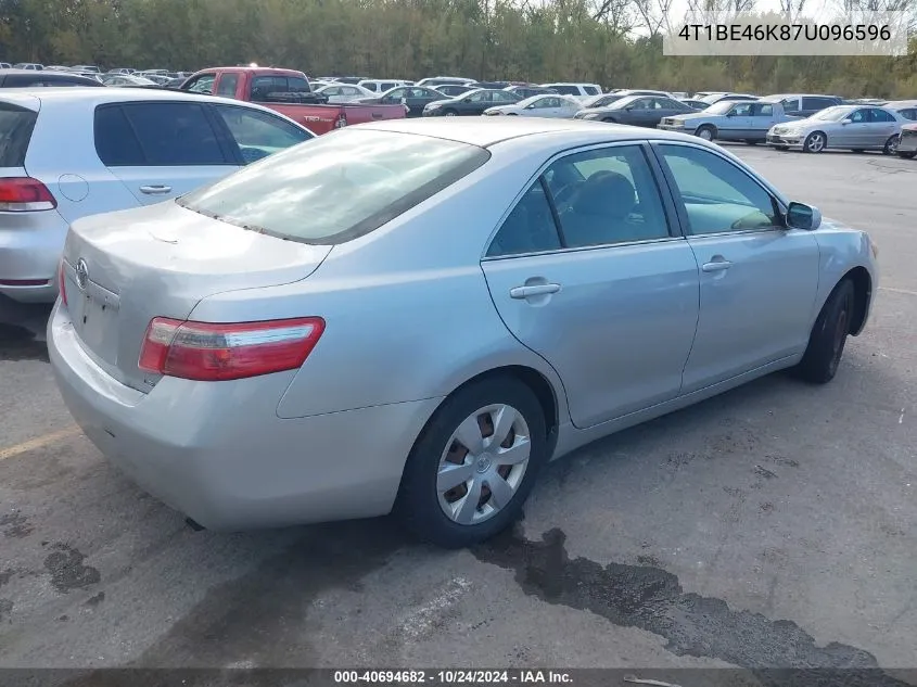 2007 Toyota Camry Le VIN: 4T1BE46K87U096596 Lot: 40694682