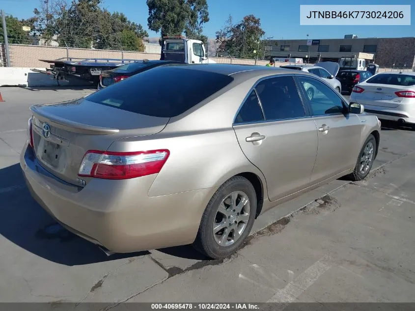 2007 Toyota Camry Hybrid VIN: JTNBB46K773024206 Lot: 40695478