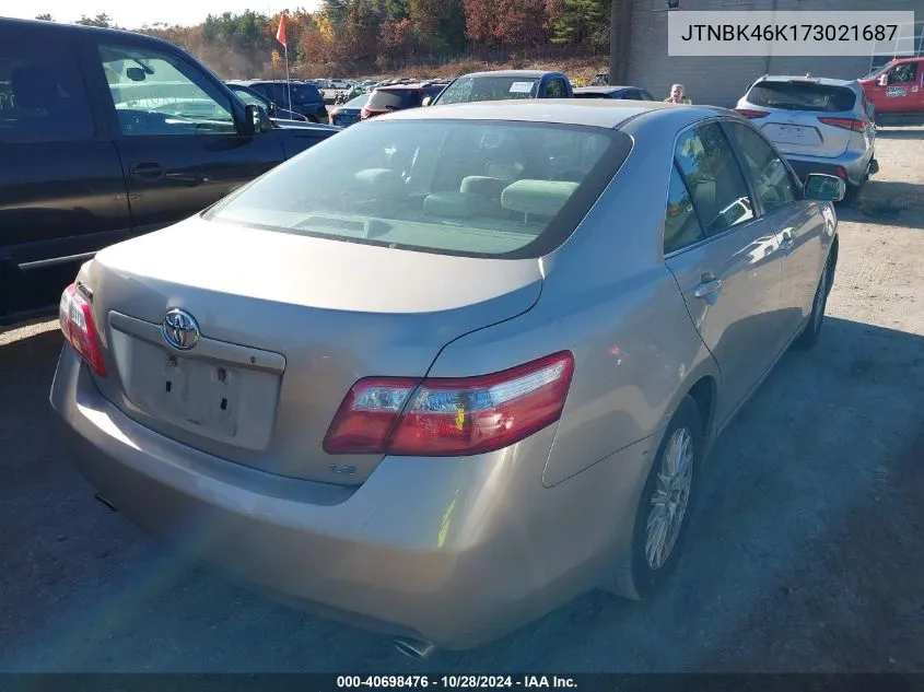 2007 Toyota Camry Le V6 VIN: JTNBK46K173021687 Lot: 40698476