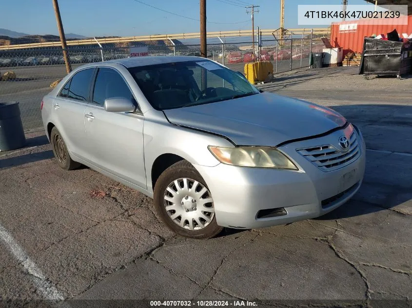 2007 Toyota Camry Le V6 VIN: 4T1BK46K47U021239 Lot: 40707032