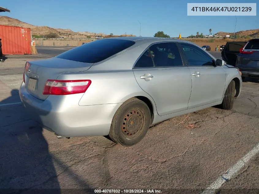 2007 Toyota Camry Le V6 VIN: 4T1BK46K47U021239 Lot: 40707032