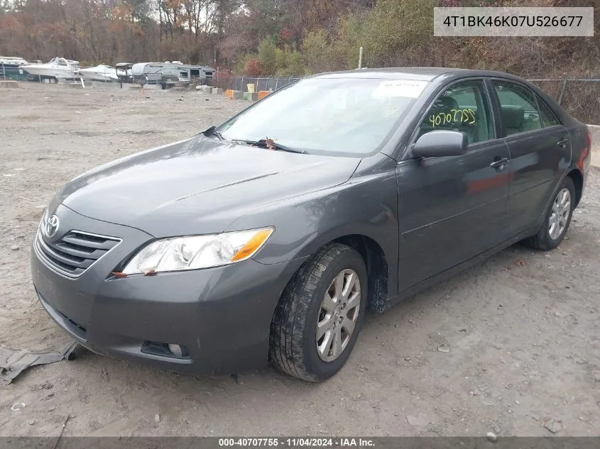 2007 Toyota Camry Xle V6 VIN: 4T1BK46K07U526677 Lot: 40707755