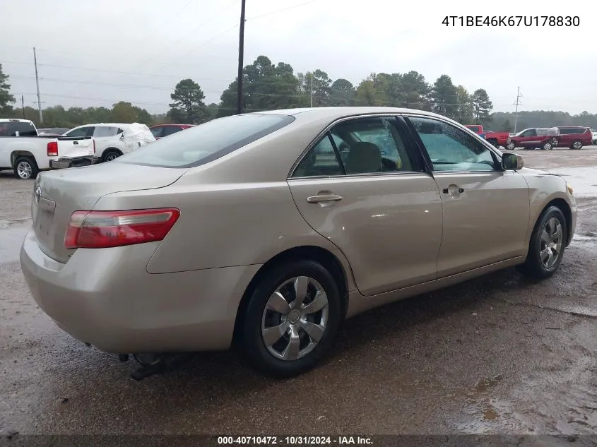 2007 Toyota Camry Le VIN: 4T1BE46K67U178830 Lot: 40710472