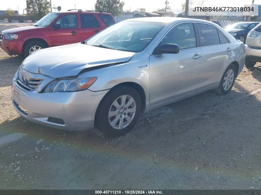 2007 Toyota Camry Hybrid VIN: JTNBB46K773018034 Lot: 40711210