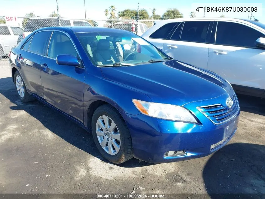 2007 Toyota Camry Xle V6 VIN: 4T1BK46K87U030008 Lot: 40713201