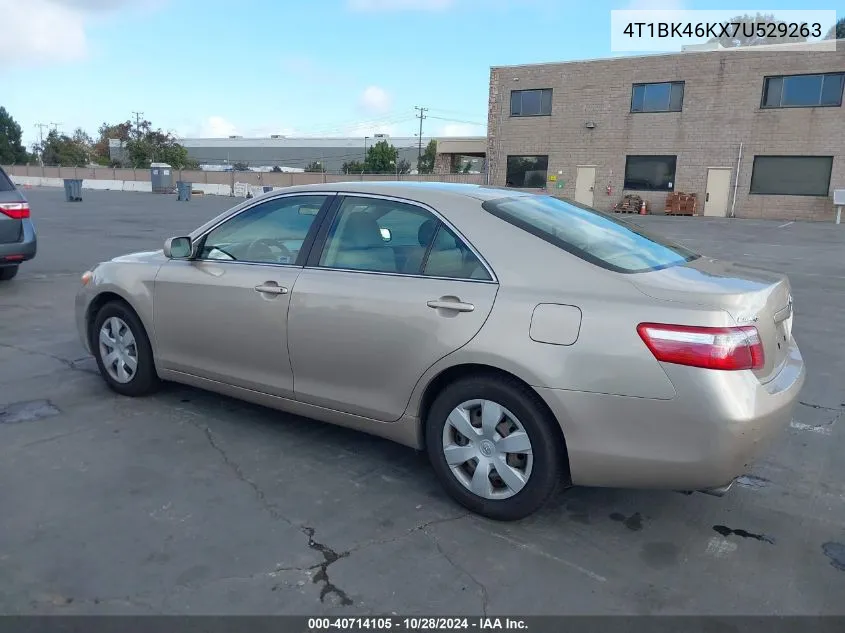 2007 Toyota Camry Le V6 VIN: 4T1BK46KX7U529263 Lot: 40714105