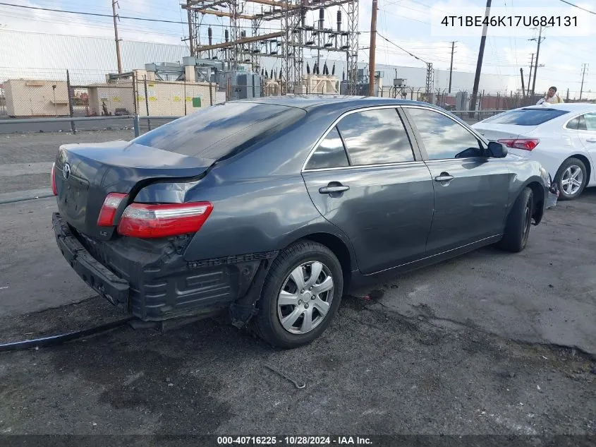 2007 Toyota Camry Le VIN: 4T1BE46K17U684131 Lot: 40716225