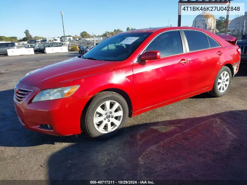 4T1BK46K27U042848 2007 Toyota Camry Xle V6