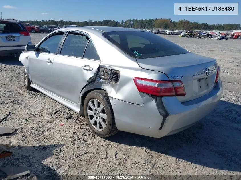 2007 Toyota Camry Se VIN: 4T1BE46K17U186480 Lot: 40717390