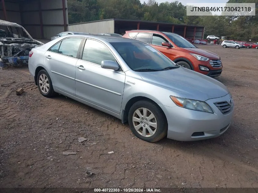 2007 Toyota Camry Hybrid VIN: JTNBB46K173042118 Lot: 40722303