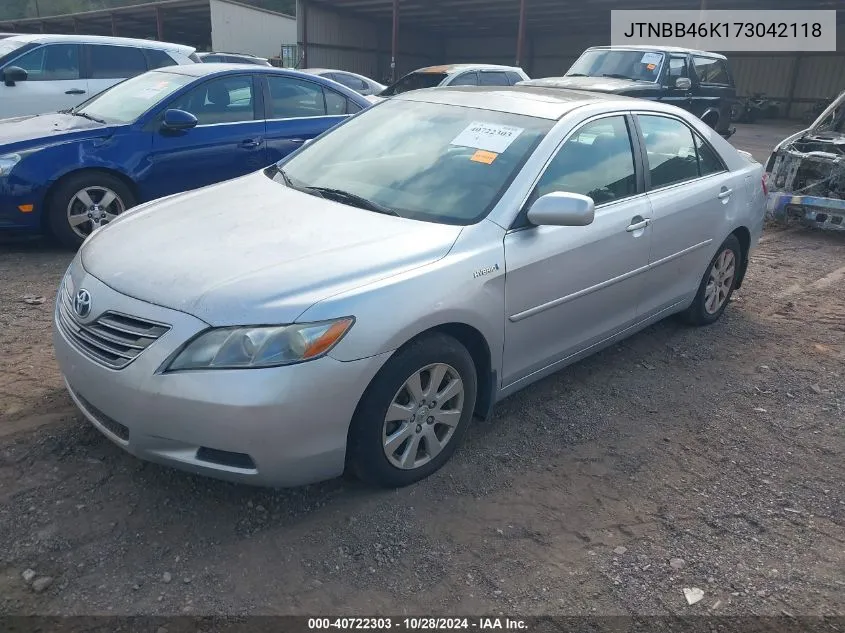 2007 Toyota Camry Hybrid VIN: JTNBB46K173042118 Lot: 40722303