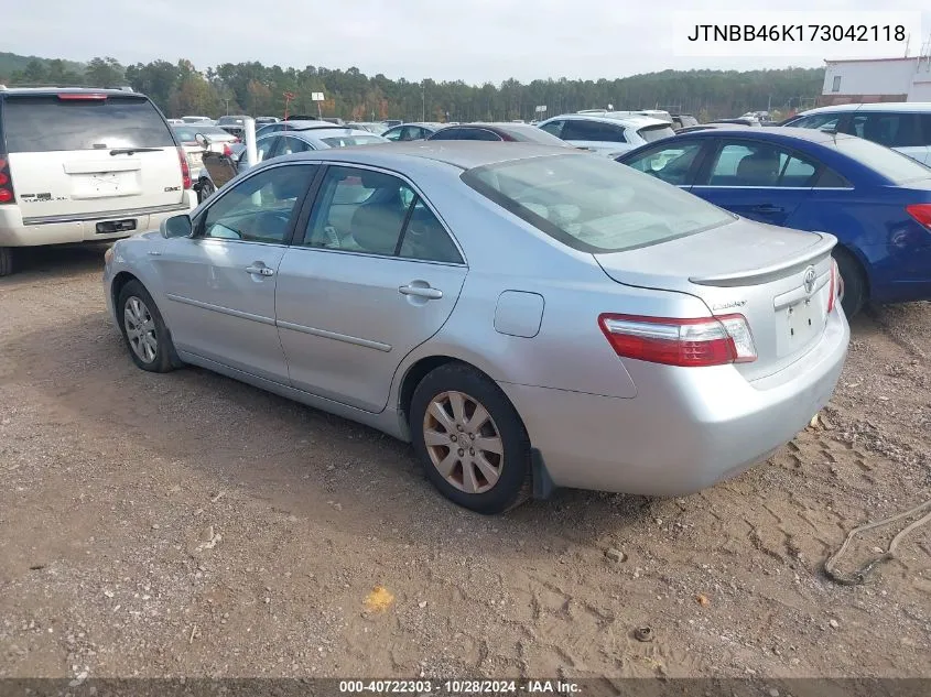 2007 Toyota Camry Hybrid VIN: JTNBB46K173042118 Lot: 40722303