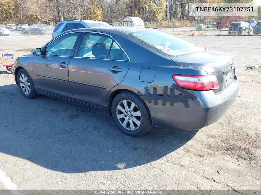 2007 Toyota Camry Xle VIN: JTNBE46KX73107751 Lot: 40724084