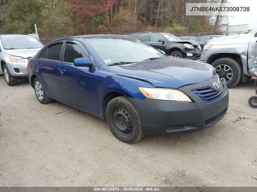 2007 Toyota Camry Le VIN: JTNBE46K573008738 Lot: 40724574