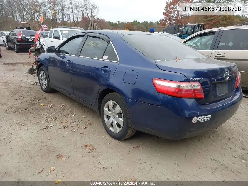 2007 Toyota Camry Le VIN: JTNBE46K573008738 Lot: 40724574