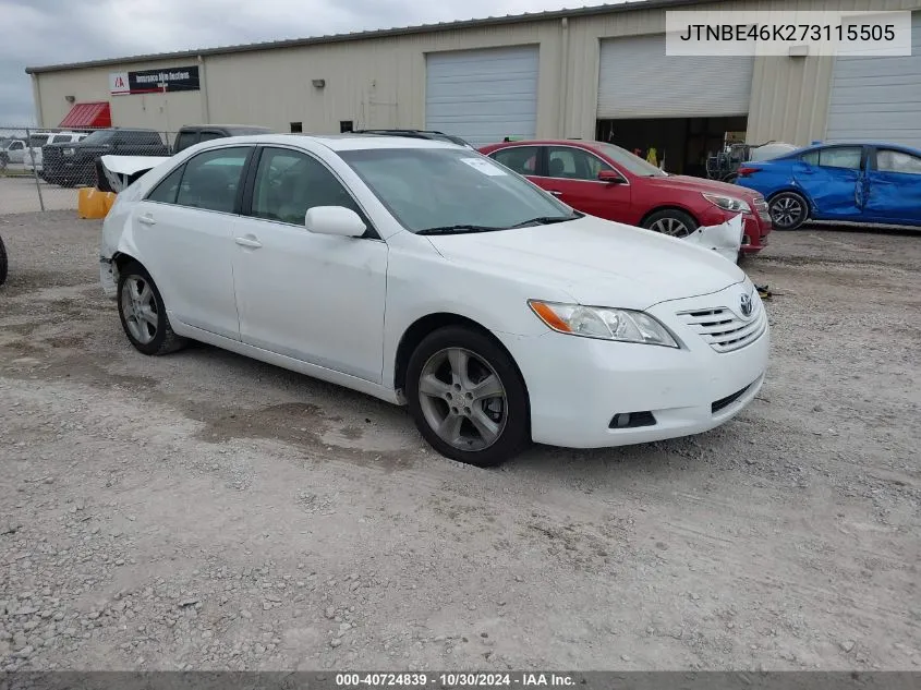 2007 Toyota Camry Xle VIN: JTNBE46K273115505 Lot: 40724839