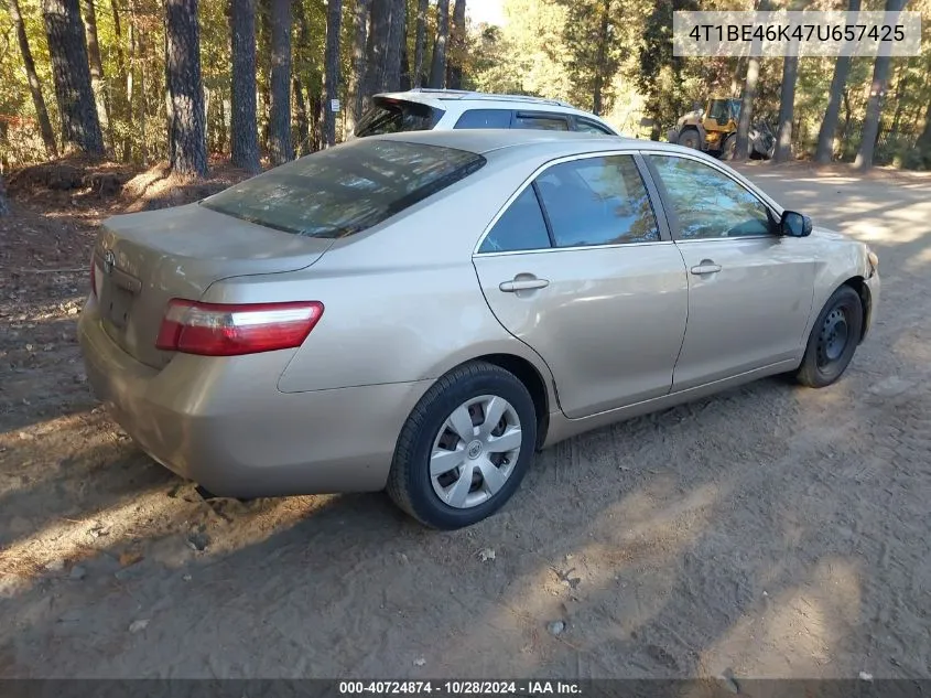 2007 Toyota Camry Le VIN: 4T1BE46K47U657425 Lot: 40724874