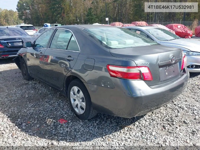 4T1BE46K17U532981 2007 Toyota Camry Le