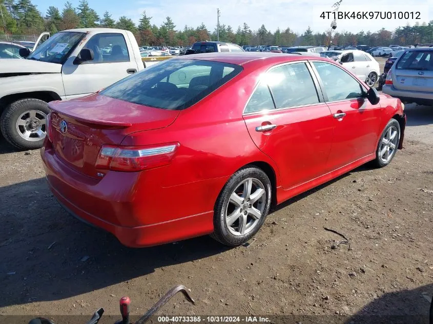 2007 Toyota Camry Se V6 VIN: 4T1BK46K97U010012 Lot: 40733385