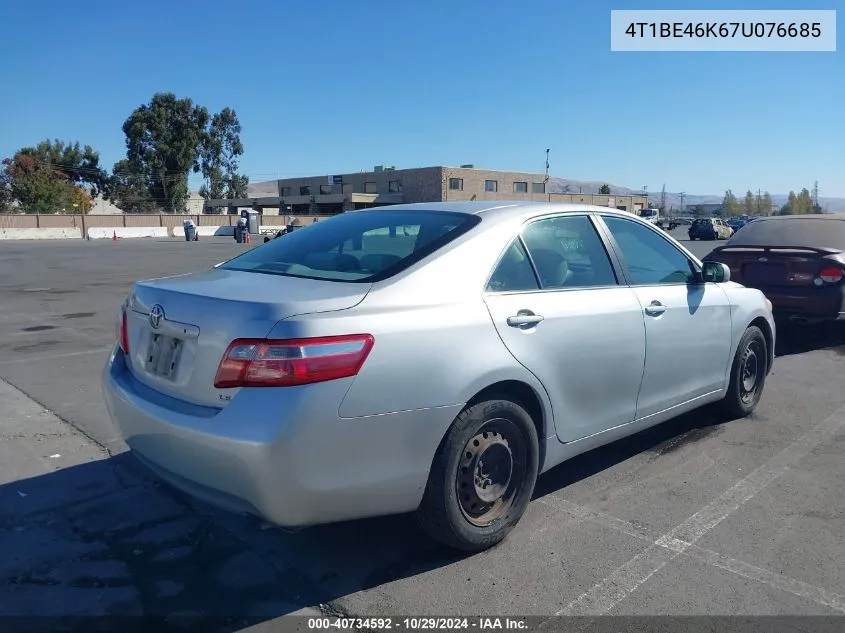 2007 Toyota Camry Le VIN: 4T1BE46K67U076685 Lot: 40734592