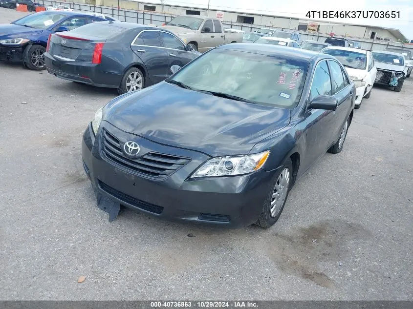 2007 Toyota Camry Le VIN: 4T1BE46K37U703651 Lot: 40736863