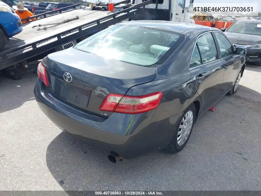 2007 Toyota Camry Le VIN: 4T1BE46K37U703651 Lot: 40736863