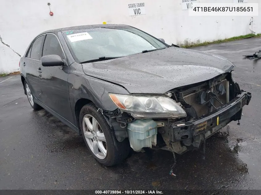 2007 Toyota Camry Se VIN: 4T1BE46K87U185651 Lot: 40739894