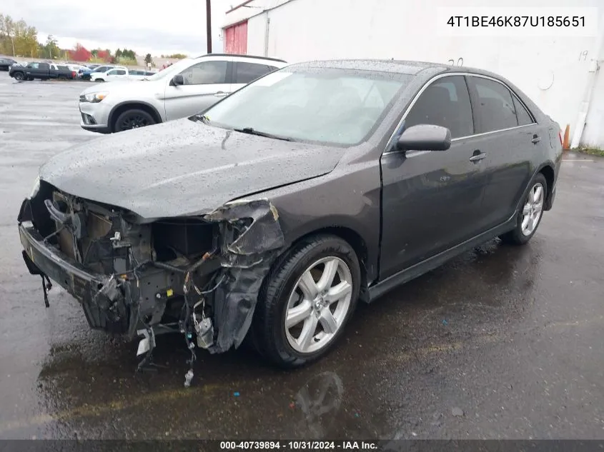 4T1BE46K87U185651 2007 Toyota Camry Se