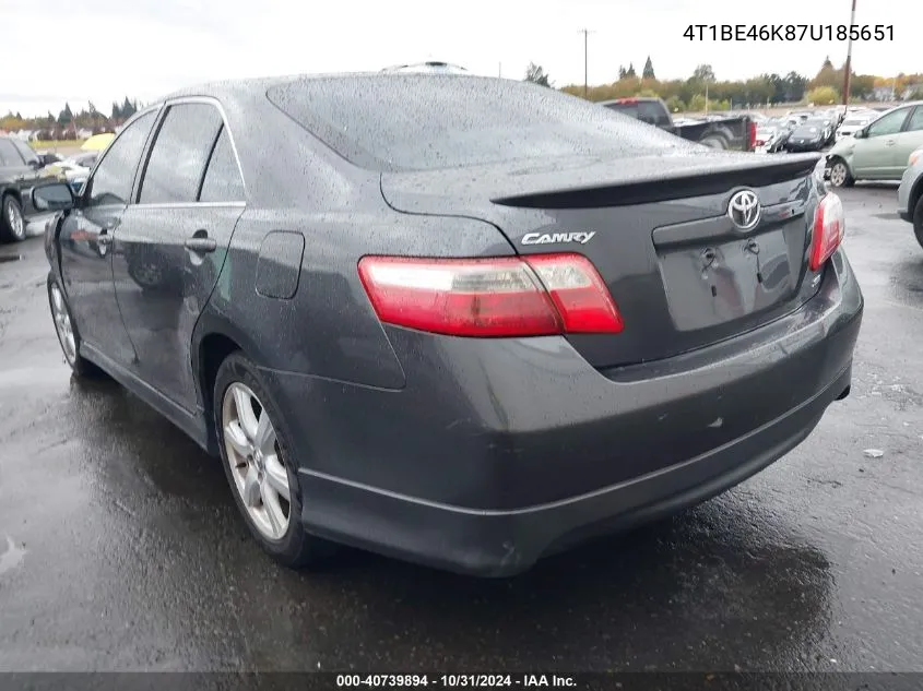 4T1BE46K87U185651 2007 Toyota Camry Se