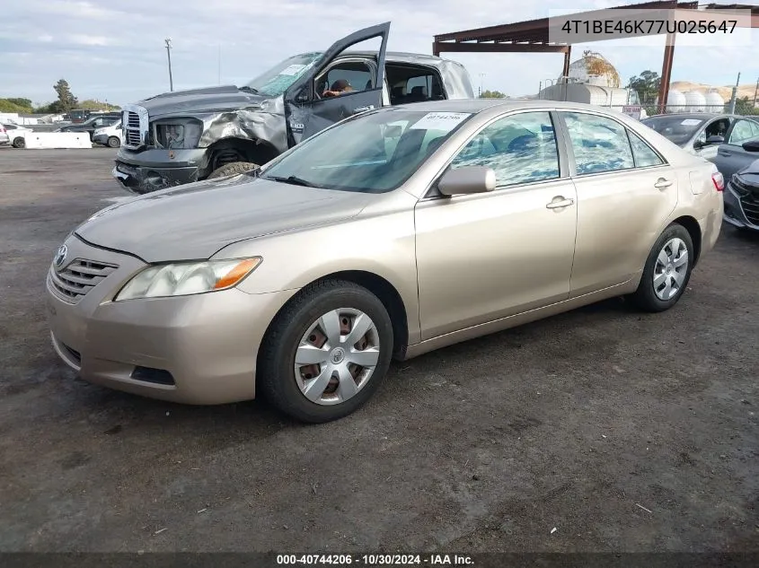 2007 Toyota Camry Ce VIN: 4T1BE46K77U025647 Lot: 40744206