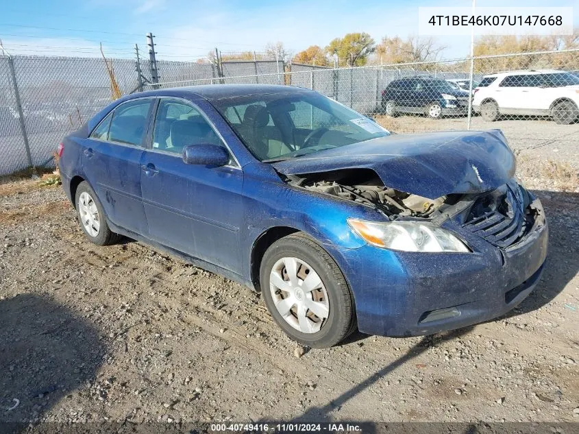 2007 Toyota Camry Le VIN: 4T1BE46K07U147668 Lot: 40749416