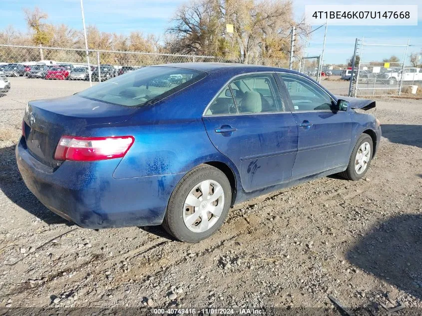 2007 Toyota Camry Le VIN: 4T1BE46K07U147668 Lot: 40749416